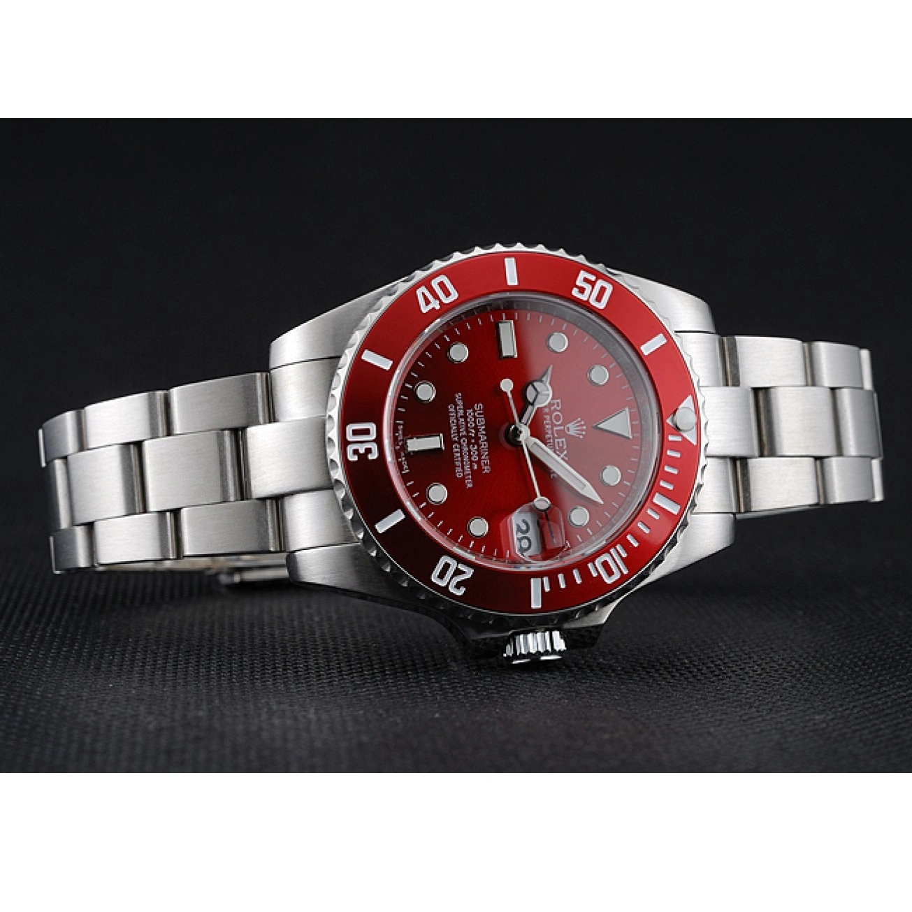 Aaa replica watch 1454154 Rolex Dial Submariner Red Stainless Steel Bracelet 0615